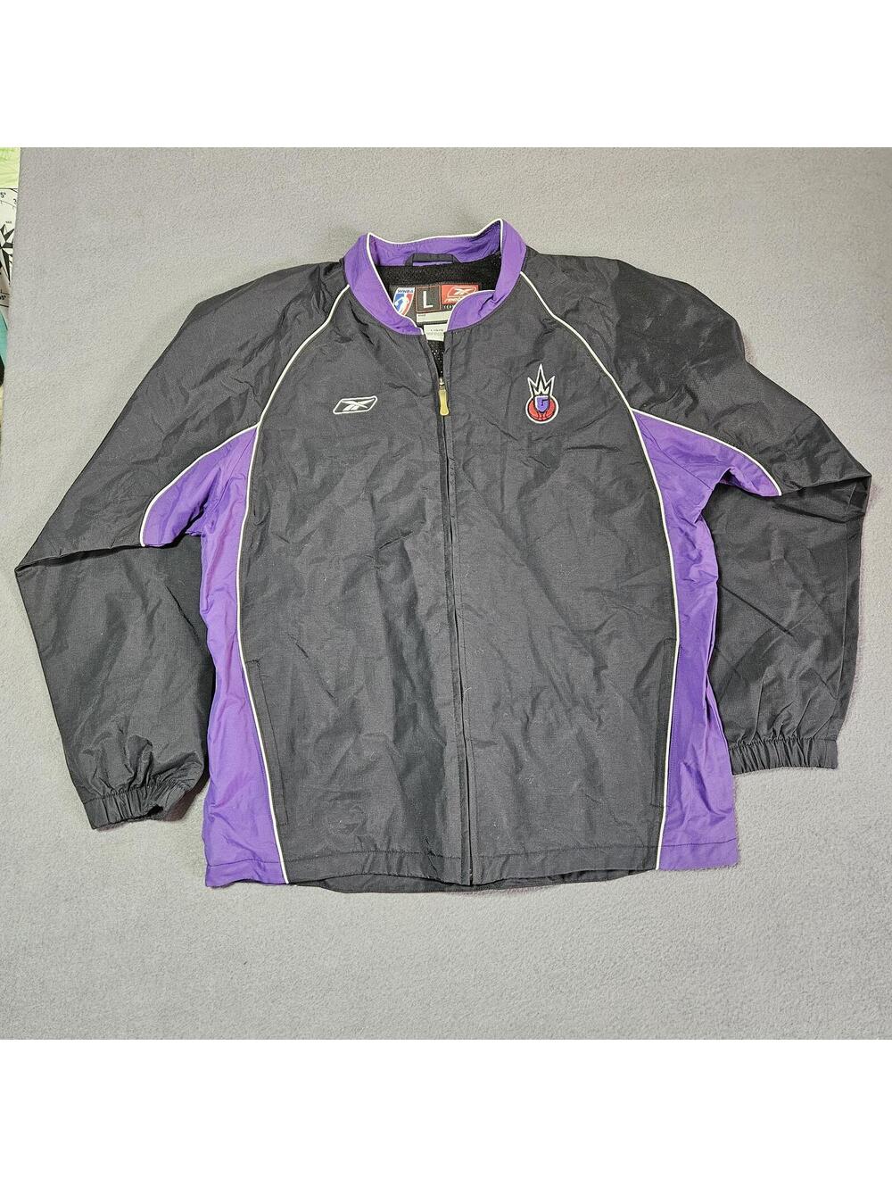 Reebok Sacramento Monarchs WNBA Jacket Size L Black Purple Team Apparel